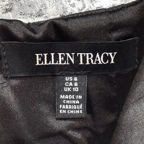 🪞Ellen Tracy Silver Metallic A-Line Knee Length Lined Back Zip - Picture 2 of 9